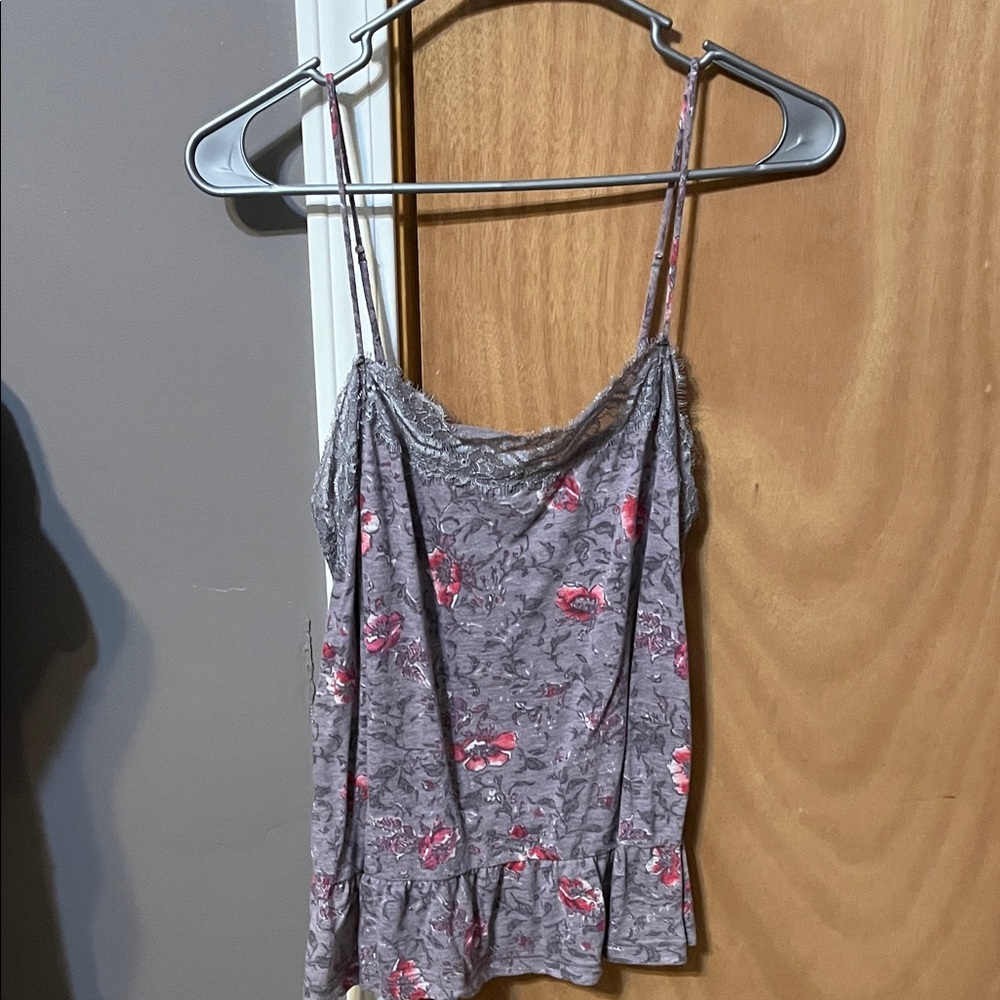 American Eagle Outfitters Gray and Pink Floral Cami